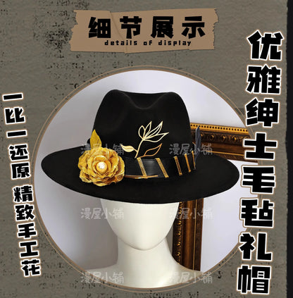 Identity V Prospector Cosplay Costume Norton Campbell Uniform Hat Glasses Bird of Prey Rings Halloween Party for Women Men Props