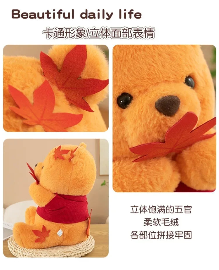 70cm Big Size Disney Pooh Bear Maple Leaf Anime Plush Stuffed Doll Room Plushies Pillow Cute Ornaments Children's Holiday Gifts