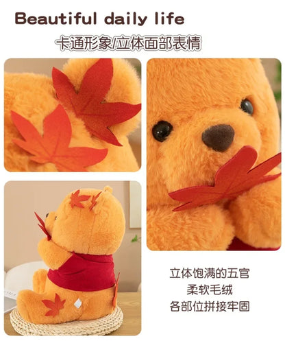 70cm Big Size Disney Pooh Bear Maple Leaf Anime Plush Stuffed Doll Room Plushies Pillow Cute Ornaments Children's Holiday Gifts