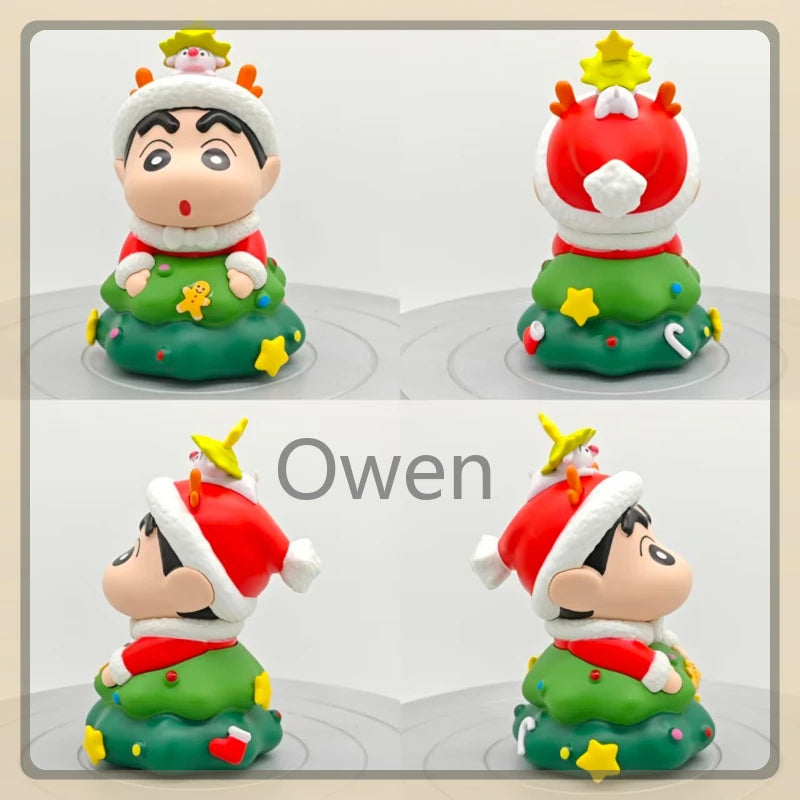 Christmas Anime Crayon Shin chan Figurine Santa Claus Spy Family Anya Action Figures Dolls Model Toys PVC Collectible Ornament