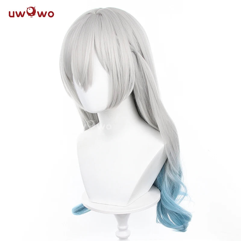 UWOWO Honkai Star Rail Firefly Cosplay Wig Long hair Grey Blue 60CM Hair Wig