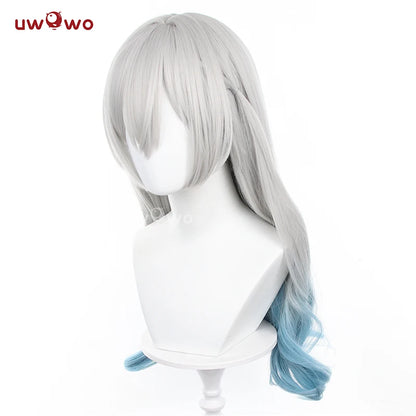 UWOWO Honkai Star Rail Firefly Cosplay Wig Long hair Grey Blue 60CM Hair Wig