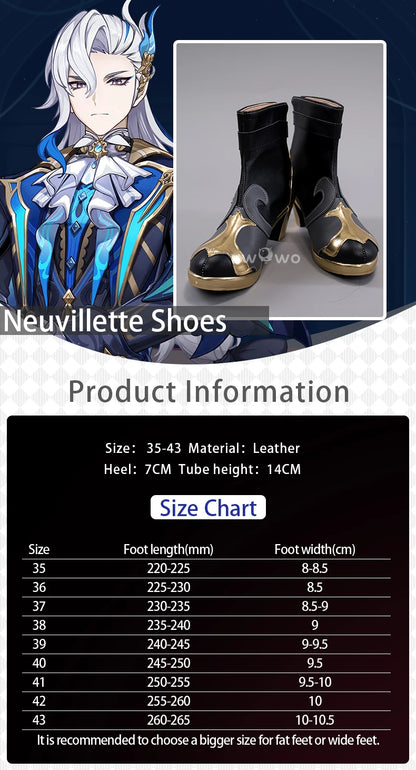 UWOWO Genshin Impact Hydro Fontaine Neuvillette Cosplay Shoes Boots