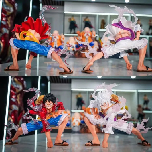 Jt Statue One Piece Eightfold Mirror Luffy Fifth Gear Nika Luffy Squatting 15cm PVC Figure Anime Model Ornaments Statue Gift