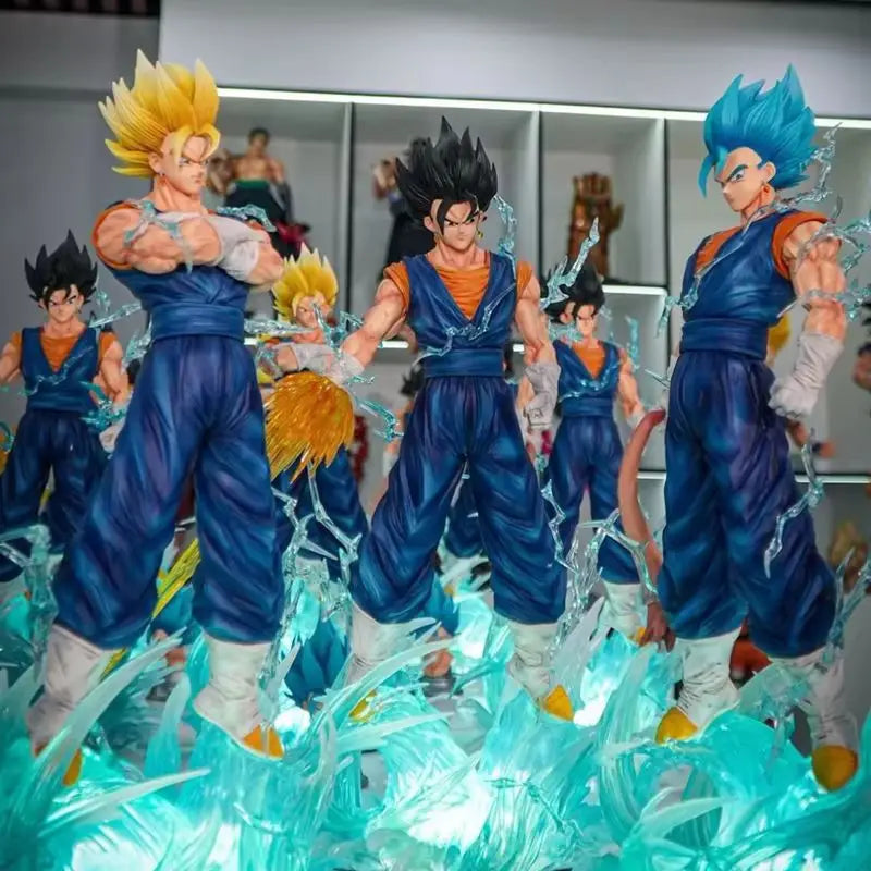 New Jt Statue 38cm/14.96inch Dragon Ball Z Vegetto Figure 3 Heads Replace Super Saiyan Action Figures Collection Model Toys Gift