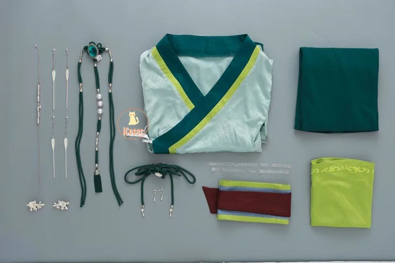 Anime The Apothecary Diaries Maomao Cosplay Costume La Clan Princess Green Dress Earrings Halloween Party for Women Girls iCoser