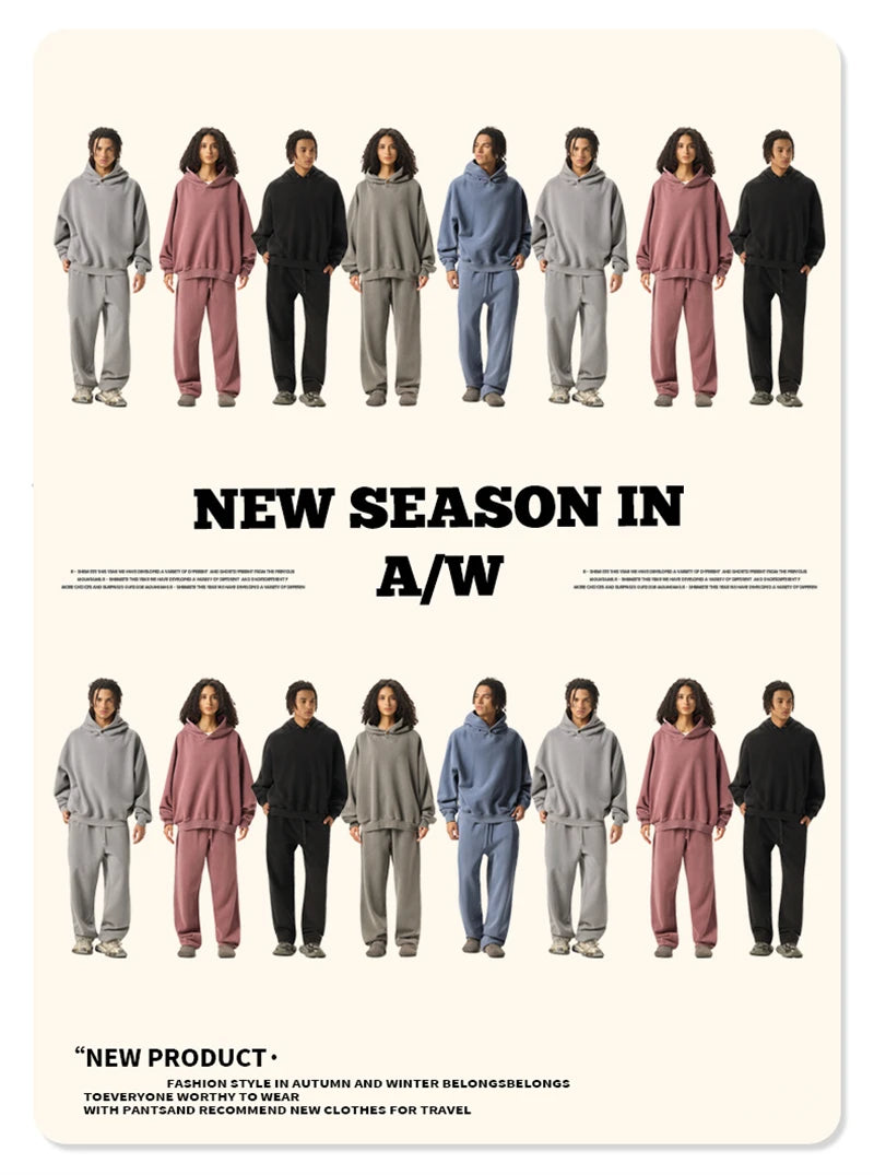 ZODF Vintage 350gsm Man Washed Boxy Fleece Hoodie Unisex Loose Ripped Warm Button Winter Hooded Pullovers Brand Clothing HY0053