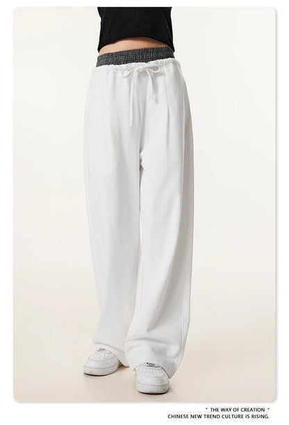 ZODF New 2025 Spring Men 280gsm Straight Pants Unisex Casual High Street Double Waist Sport Trousers Brand Streetwear HY1004