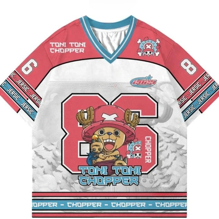 Jersey One Piece The Straw Hat Pirates Anime Kpop Baseball Hockey T-shirt Fashion Streetwear Anime Y2k Daily Unisex Tops Tees