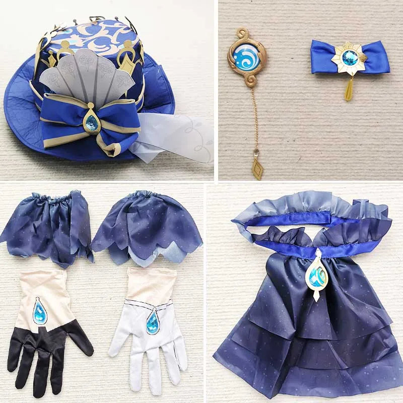 Genshin Impact Furina De Fontaine Cosplay Costume Set Cotton Polyester