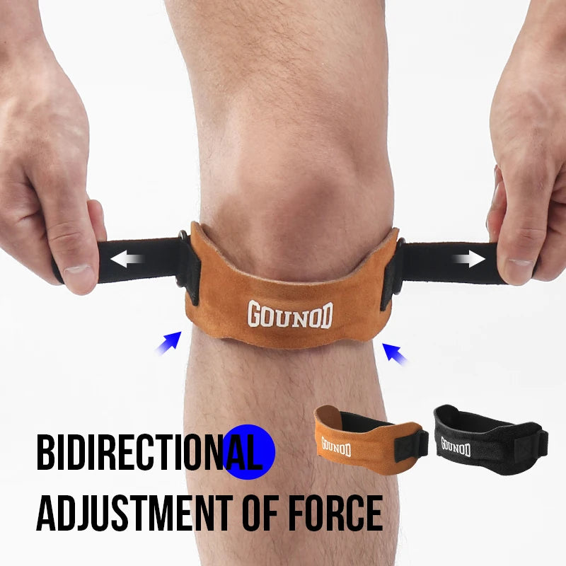 Pressurized Cowhide Patella Belt Sports Knee Pads for Running Shock Absorption Anti-Meniscus Support Fitness and Riding