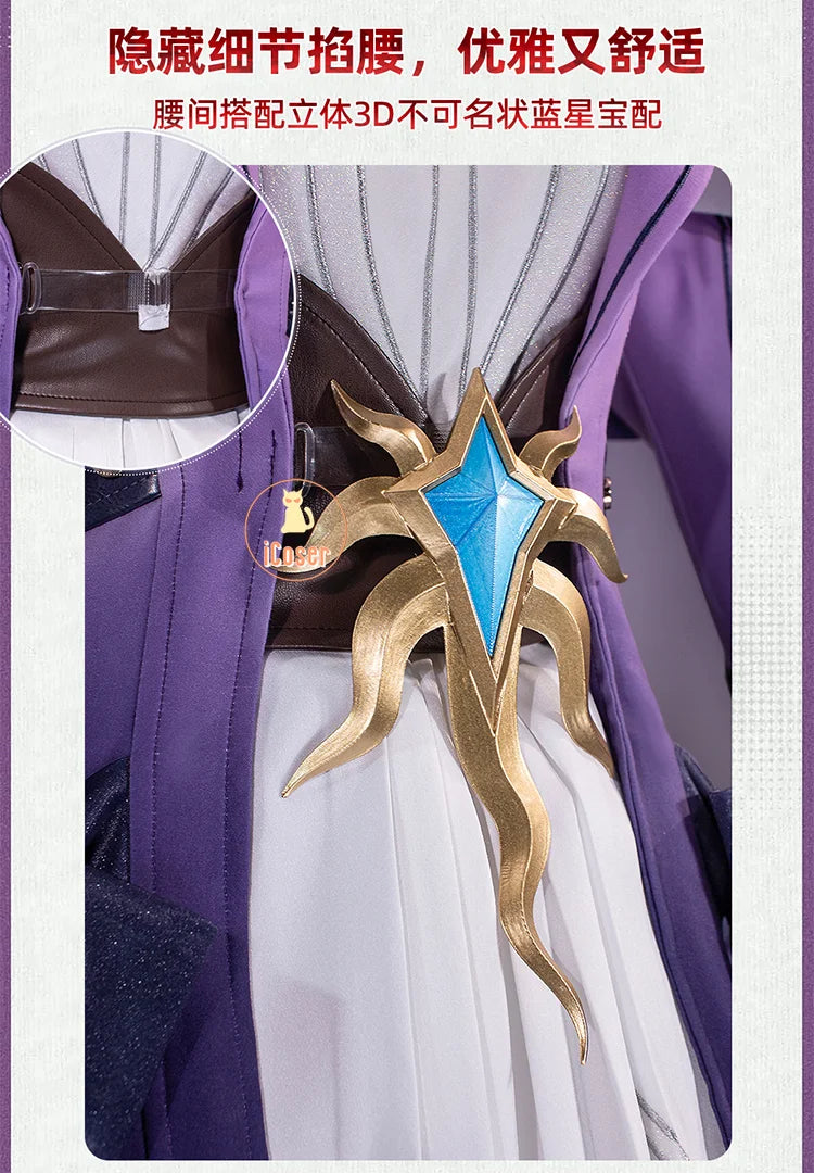 Honkai Star Rail Cyrene Cosplay Costume Wig Dress Headwear Game Uniform Amphoreus Halloween Party for Women Girls Outfit iCoser