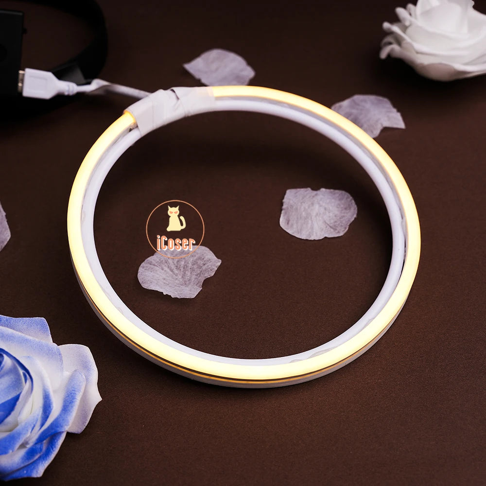 iCoser Arknights Exusiai The New Covenant Cosplay Costume Wig Uniform Luminous Headwear Halloween Party for Women Girls Carnival