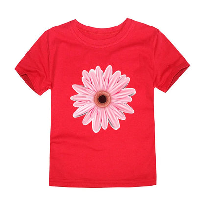 2024 New Kids Girls T-shirt Teen 100% Cotton Flower Butterfly Tshirt Green White Korean Summer Tops Clothing 2 4 6 8 10 12 Years