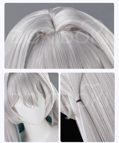 Firefly Wig Cosplay Game Honkai: Star Rail DokiDoki Women Silvery Blue Long Hair Firefly Cosplay Headdress Free Cap