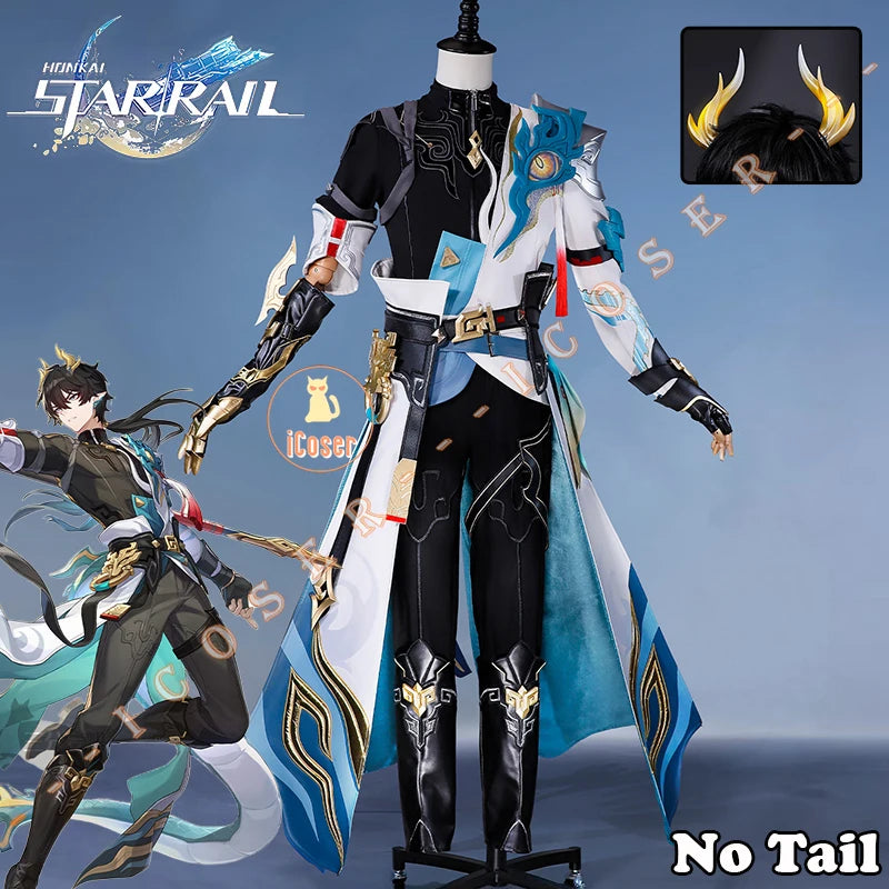 Honkai Star Rail Dan Heng Permansor Terrae Cosplay Costume Wig Uniform Headwear Metal Accessories Halloween Party for Women Men