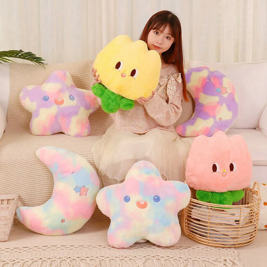 Soft Rainbow Star Plush Sun Cloud Plush Pillow Smile Face Soft Tulip Flower Cushion Girl Room Sofa Home Decor Christmas