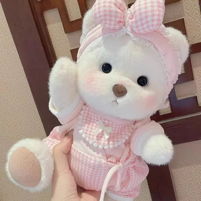 Unique Handmade Brown Bear Plush Toy Change Honey Dress Cloth Baby Girl Hug Cuddly Plushie Doll for Kids Christmas Gift For Kids