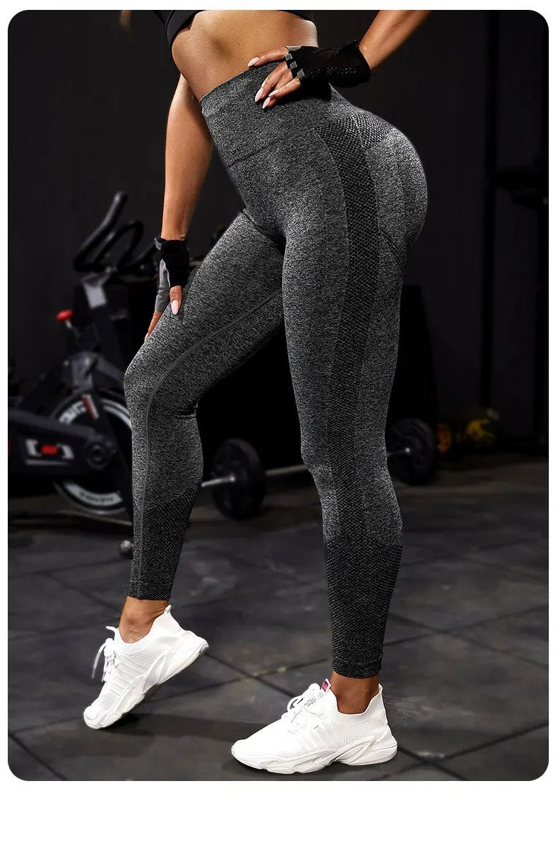 The Codex Seamless Yoga Sport Women’s Push Up Fitness Leggings Ankle-Length Gym Pants - black / M