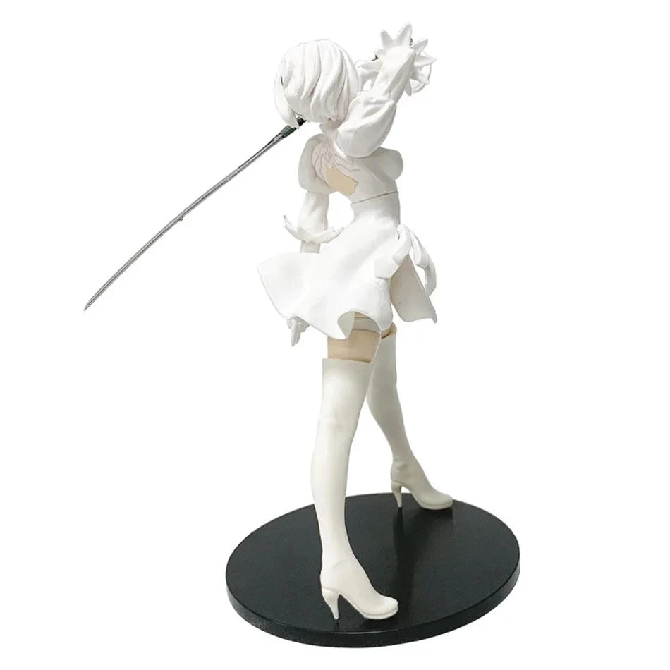 Hot 18CM Yorha 2B Black and White Series Anime Figure PVC Collectible Action Figures Model Doll Statuette Gift