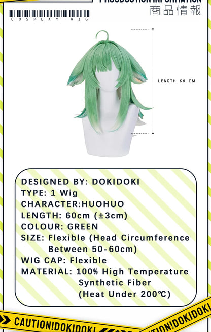 IN STOCK Huohuo Wig Game Honkai: Star Rail DokiDoki Cosplay Wig Women Green Cute Long Hair Honkai Huo Huo Wig Ears Free Wig Cap