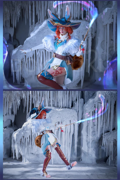 IN STOCK Auroraa Kaynn Cosplay Costume Game Cosplay DokiDoki-R Women Auroraa Witch Costume Mace Hat Ears Props