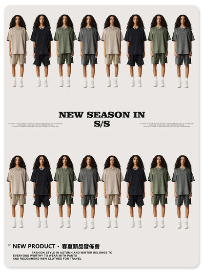 ZODF New 2025 Men Summer Loose Edge Washed Cotton Shorts Unisex Retro High Street Distressed 330gsm Shorts Brand Clothes HY1056