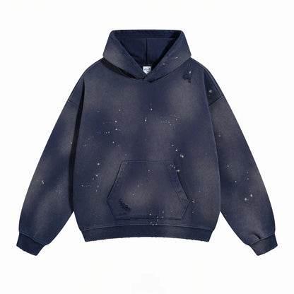 ZODF Autumn Winter Spray Dyeing Ink Splashing Hoodies For Men Unisex 450gsm Washed Oversized Knitted Hooded Pullovers HY0908