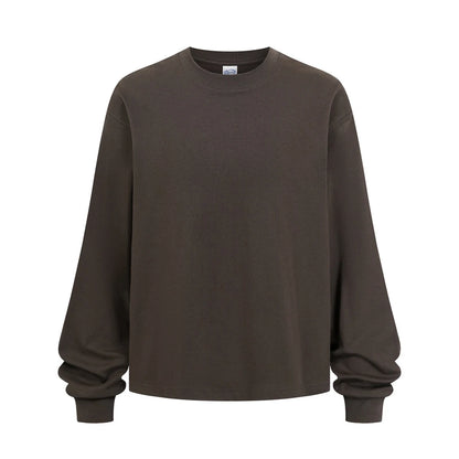 ZODF Trendy Autumn Full Sleeve 245gsm T-Shirts For Men Unisex Loose Solid Quick Dry Antibacterial T Shirt Brand Tees HY1162