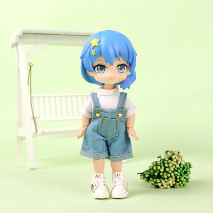 Ob11 Doll Clothes Fashion Tops Jeans Sweatshirt Cool Sleeveless High Neck Sweater Suspenders Shorts For 1/12 Bjd Dolls Accessory