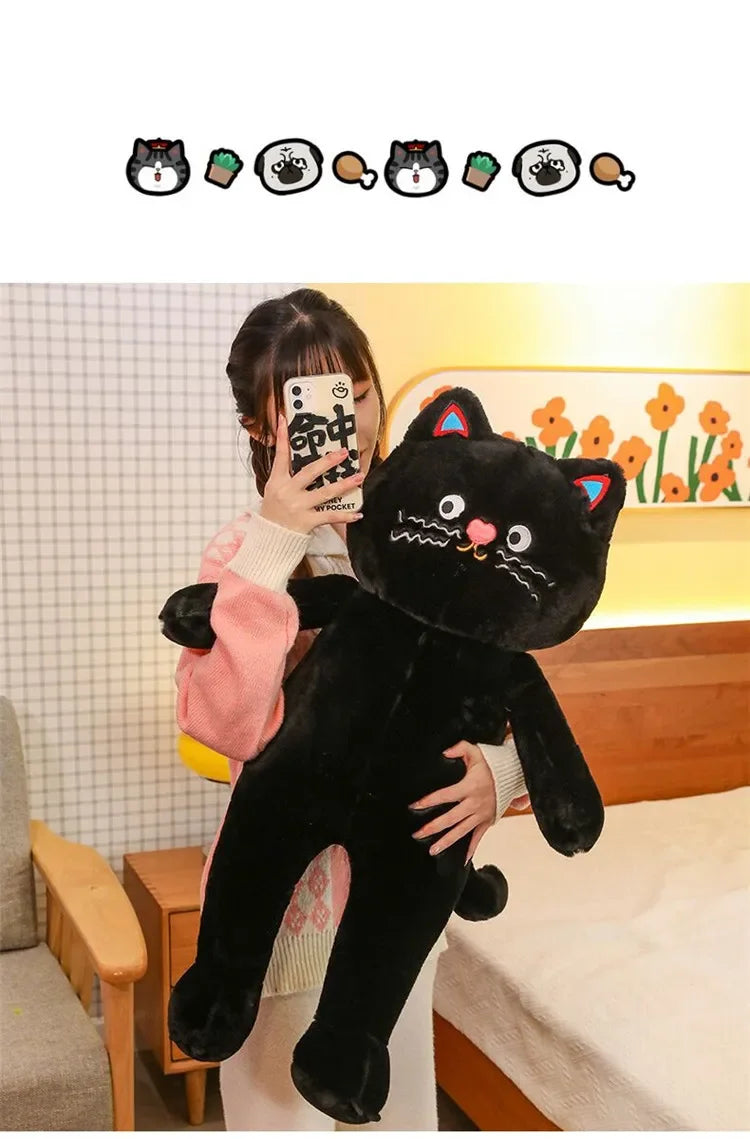 Cute Polka Dot Cat Plushie Doll Internet Famous Plush Toy Cat Doll Pillow Cushion for Girls Sleeping Gift Charming Skin-Friendly