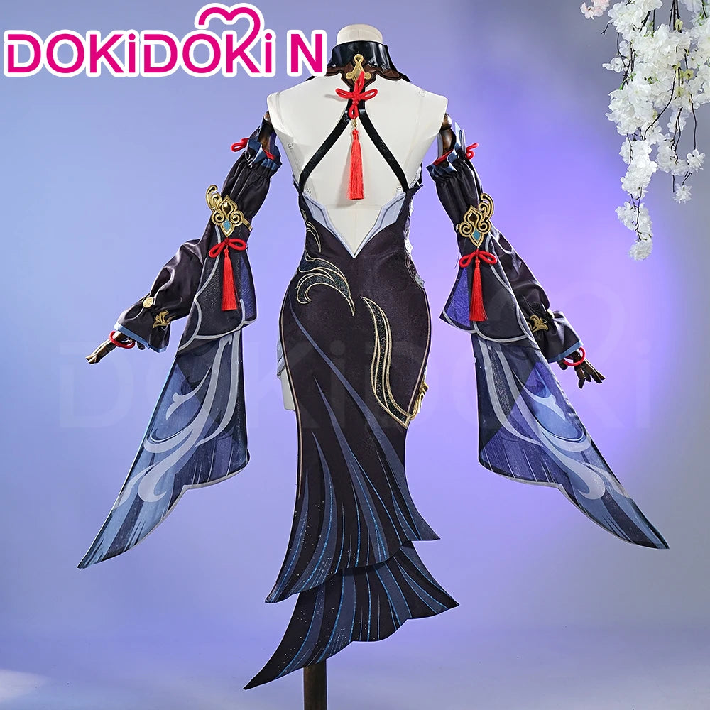 Shenhe Cosplay Costume Game Genshin Impact【XS-3XL】DokiDoki-N Shen He Skin Frostflower Dew Costume Lantern Rite Cosplay Plus Size