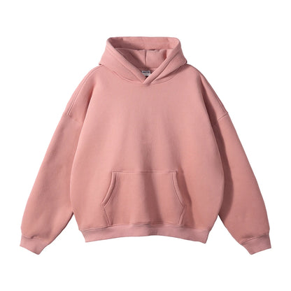 ZODF New Thick 350gsm Fleece Hooded Hoodies For Men Unisex Winter Oversized Loose Basic Solid Sweatshirts Pullovers Coats HY0631