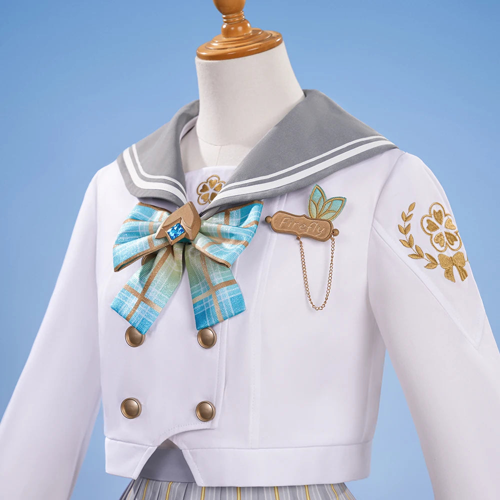 iCoser Honkai Star Rail Firefly Cosplay Costume Spring Missive Uniform Headwear Socks Halloween Party for Women Girls Cos Gifts