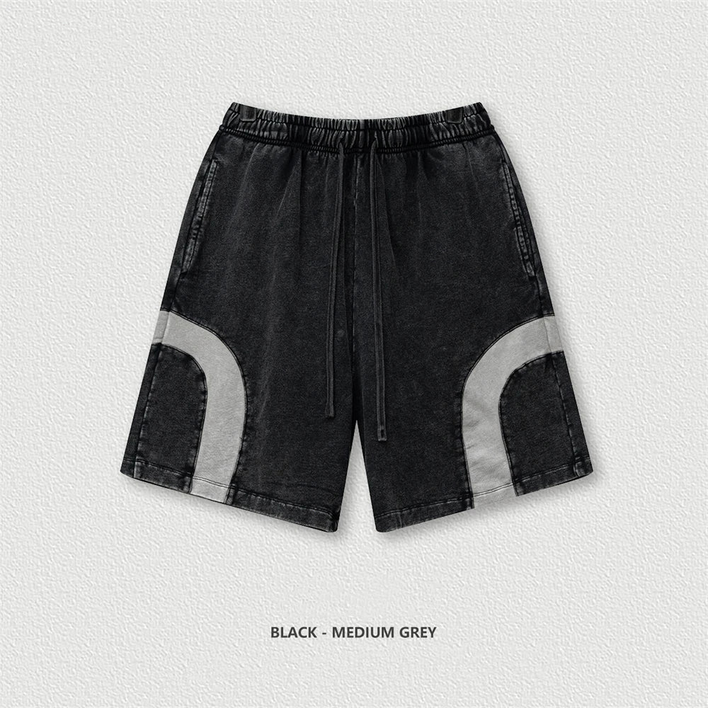 ZODF 2025 Summer Patchwork Washed Cotton Shorts For Men Unisex Retro Y2K High Street Distressed 330gsm Shorts Streetwears HY1057