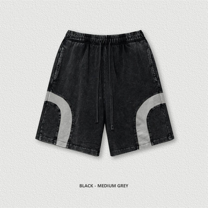 ZODF 2025 Summer Patchwork Washed Cotton Shorts For Men Unisex Retro Y2K High Street Distressed 330gsm Shorts Streetwears HY1057