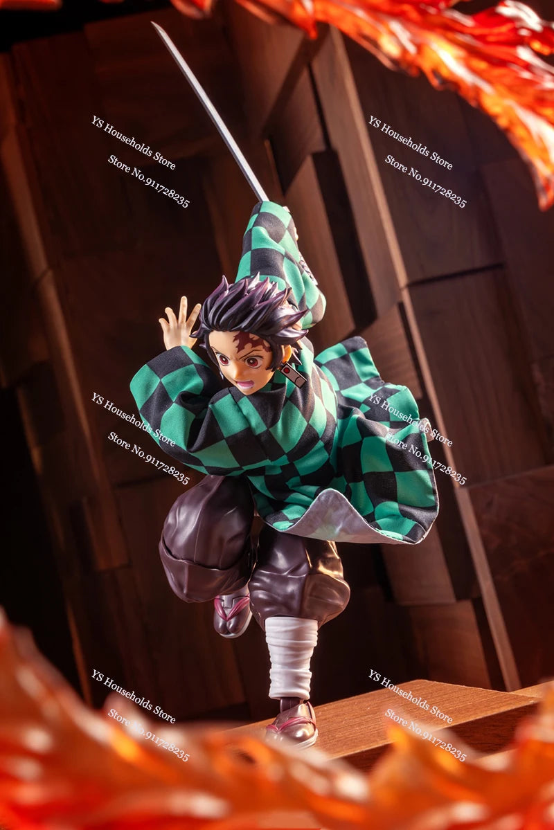 1/12 Kamado Tanjirou Flame Plaid Windbreaker Tomioka Giyuu Spout Matching Color Toy Accessory For Shf Anime Demon Slayer Soldier