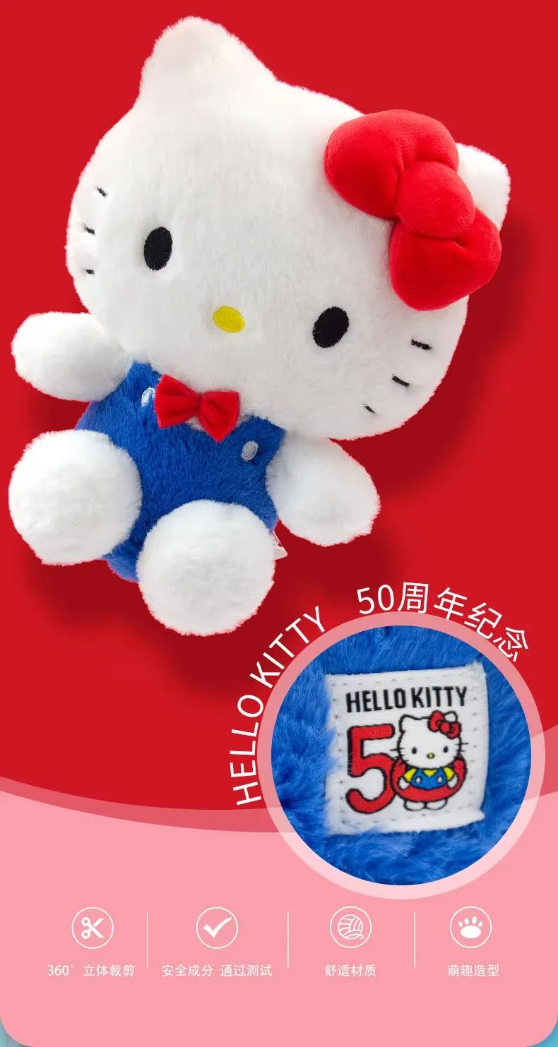 Genuine Sanrio 50th Anniversary Hello Kitty Stuffed Toys Pendant Plush Toys Doll Keyring Anime Keychain Birthday Christmas Gift