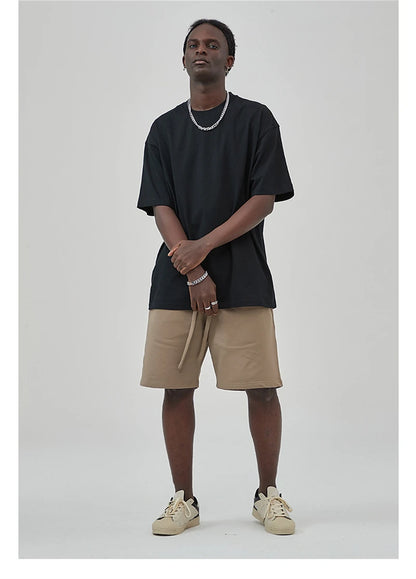 ZODF New Summer Men 275gsm Cotton T Shirts Unisex Women High Street Oversized FG Noshrink Solid T-Shirt Streetwears HY0152