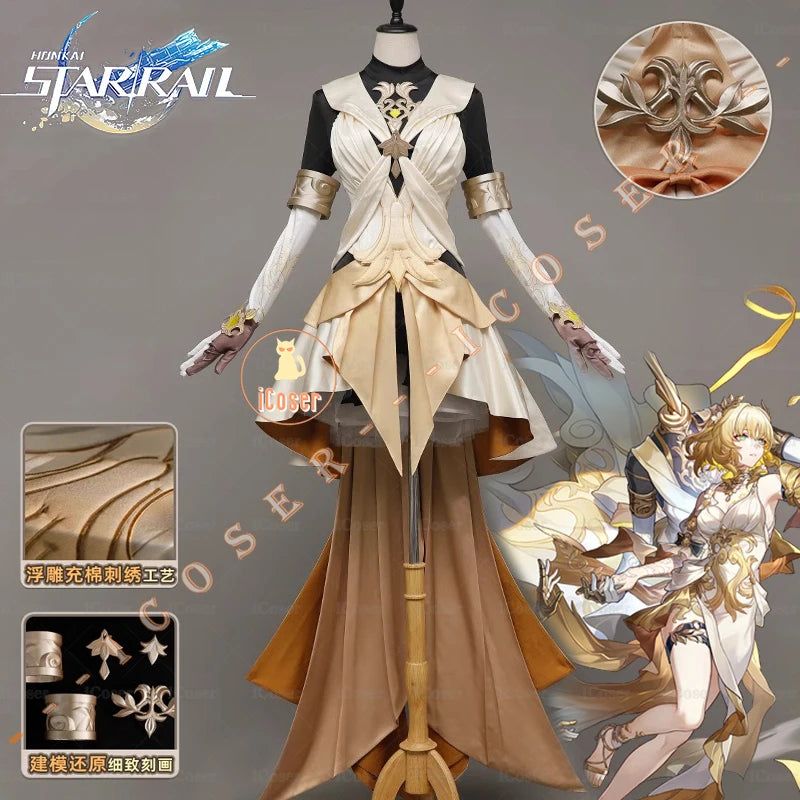 Honkai Star Rail Aglaea Memosprite Cosplay Costume Tailor Dress Summon Amphoreus The Goldweaver Halloween Party for Women Props