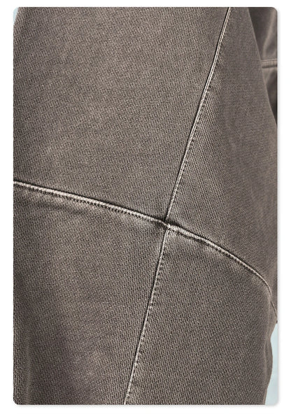 ZODF Heavy Wieght 480gsm Washed Cotton Boxy Zipper Hoodies For Man Unisex Retro Patchwork Off Shoulder Hooded Coats HY1152