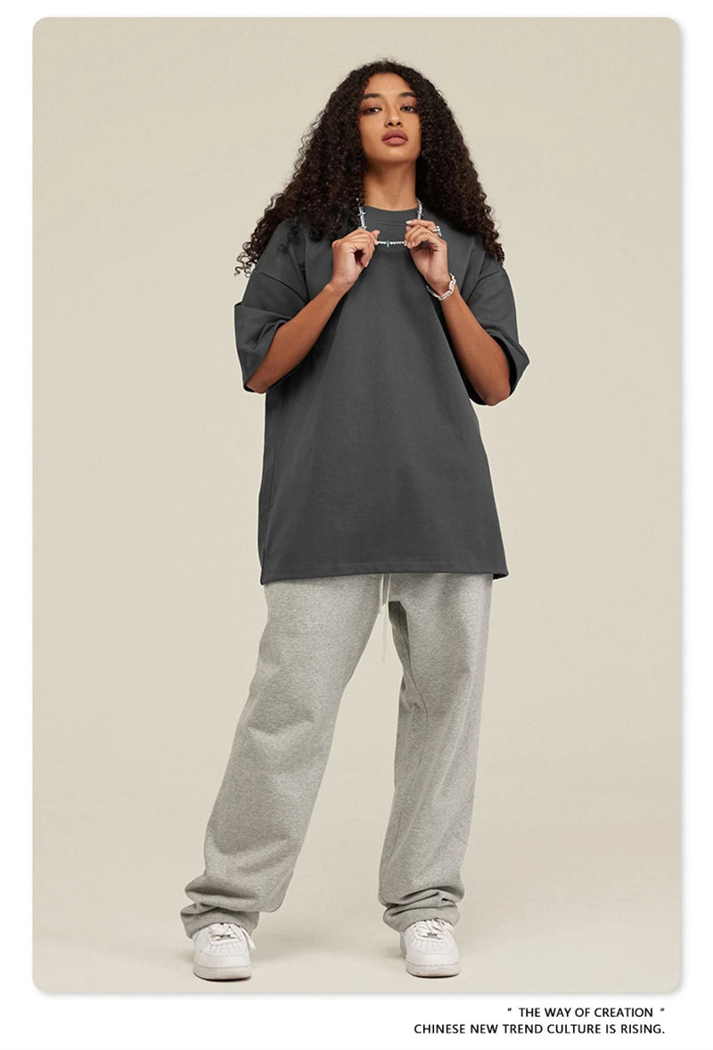 ZODF 2025 Heavy-Weight 425gsm 100% Cotton T-Shirts For Men Unisex Summer Oversized O-Neck Basic Solid T Shirt Brand Tees HY0485