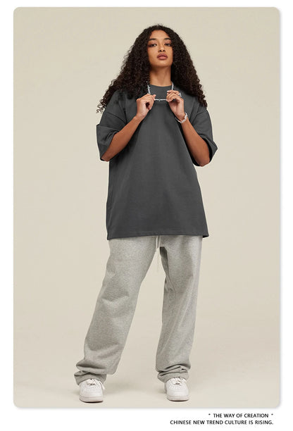 ZODF 2025 Heavy-Weight 425gsm 100% Cotton T-Shirts For Men Unisex Summer Oversized O-Neck Basic Solid T Shirt Brand Tees HY0485