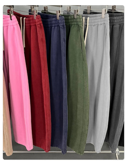 ZODF New 2025 Winter Batik Washed Man Fleece Pants Unisex High Street Distressed Thick Warm Straight Trousers Sweatpants HY1166