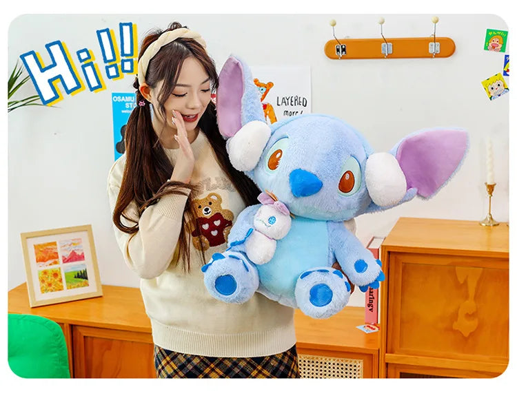 60/80/100cm Super Big Size Stitch Winter Disney Kawaii Anime Plush Stuffed Doll Cartoon Plushies Children's Pillow Holiday Gift