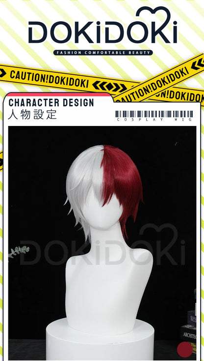 IN STOCK Todorokii Shotoo Wig Anime Cosplay DokiDoki Todorokii Shotoo Cosplay Men 32cm Red White Hair Heat Resistant Free Cap