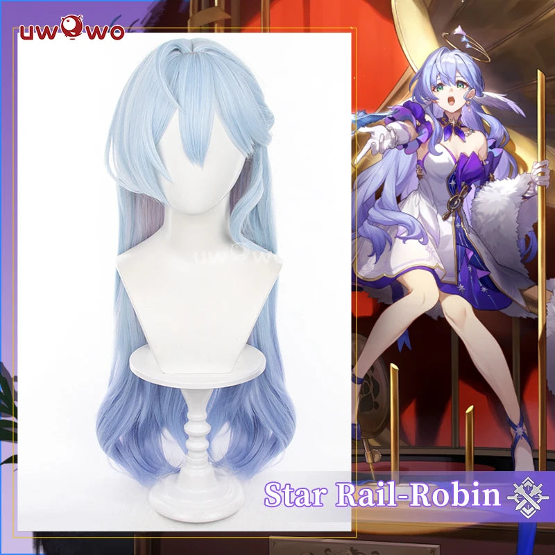 UWOWO Honkai Star Rail Robin Singer Penacony Cosplay Wig Long Hair Light Blue 80CM Hair