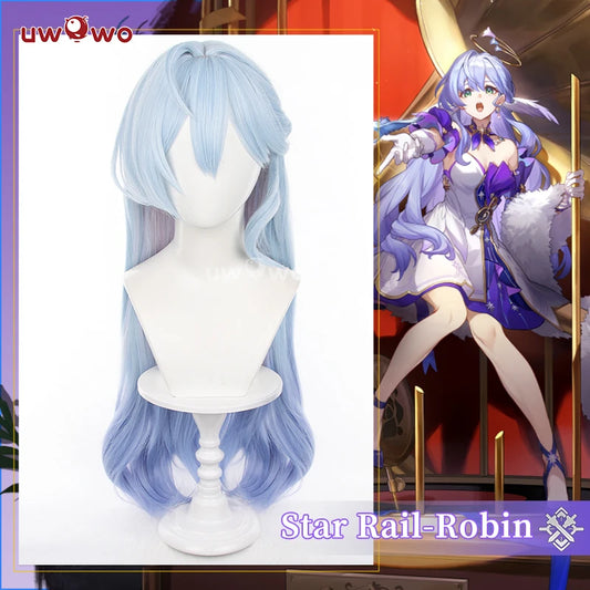 UWOWO Honkai Star Rail Robin Singer Penacony Cosplay Wig Long Hair Light Blue 80CM Hair