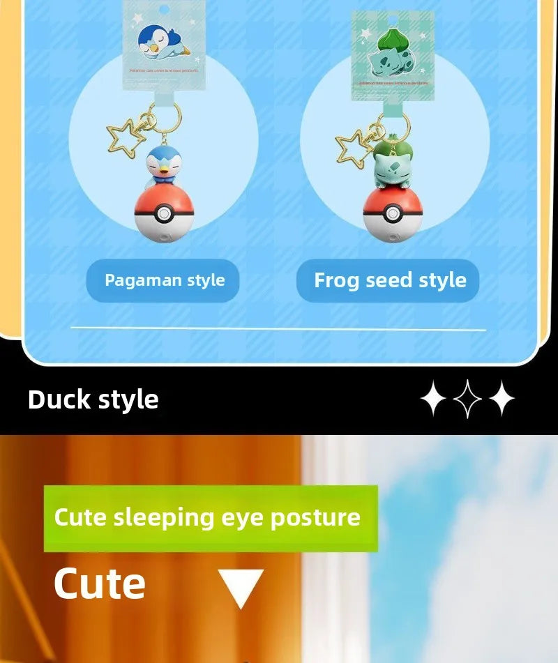 Original Pikachu Keychain with Light 7cm Cartoon Anime Doll Keyring Ornament bag decoration KeyChain Jewelry Pendant for Kids