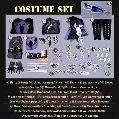 Genshin Impact Kyryll Chudomirovich Flins Cosplay Costume Wig Uniform Outfit Metal Accessory Halloween Party for Women Men Props